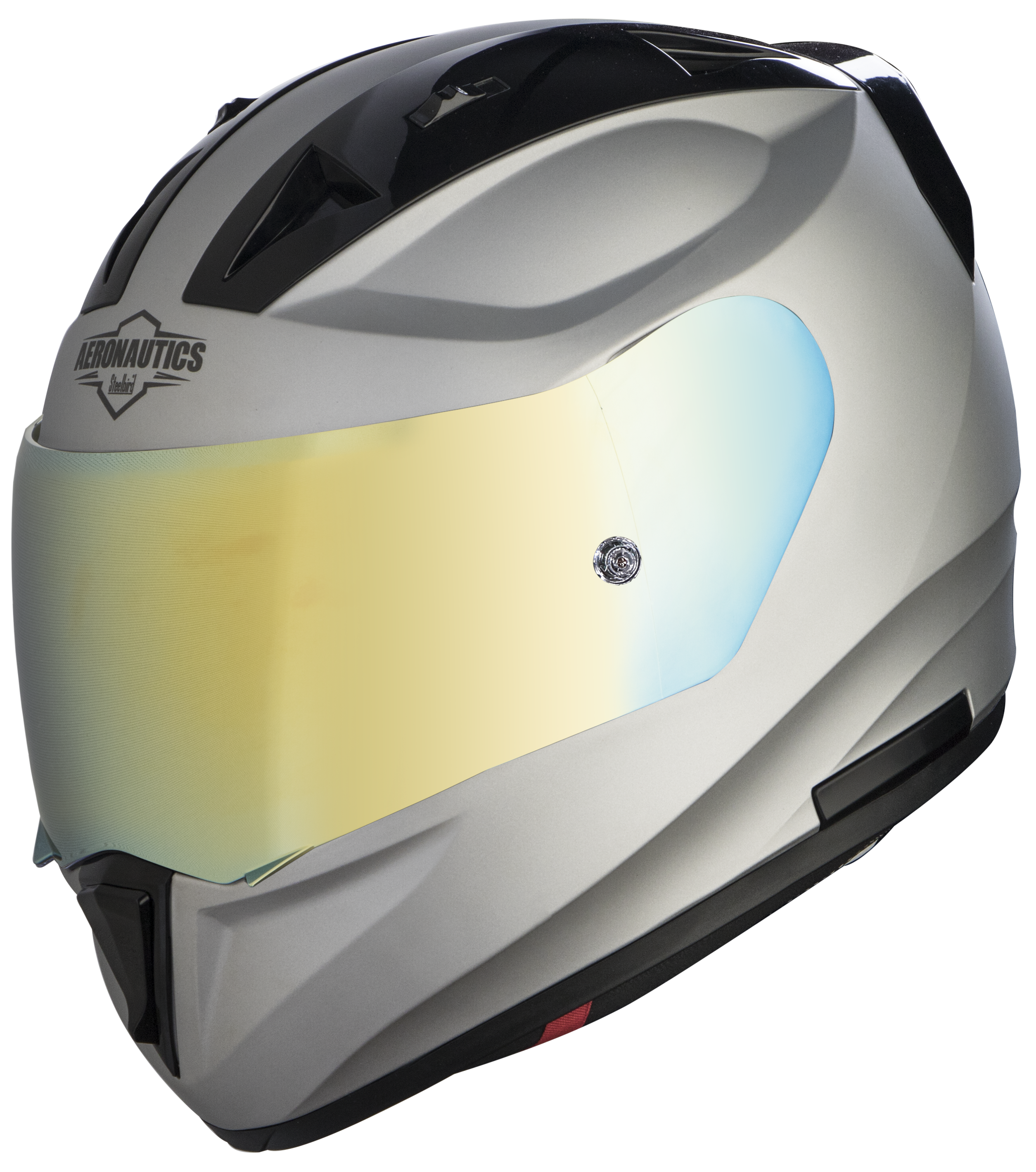 SA-1 Aeronautics Mat Silver With Anti-Fog Shield Gold Chrome Visor